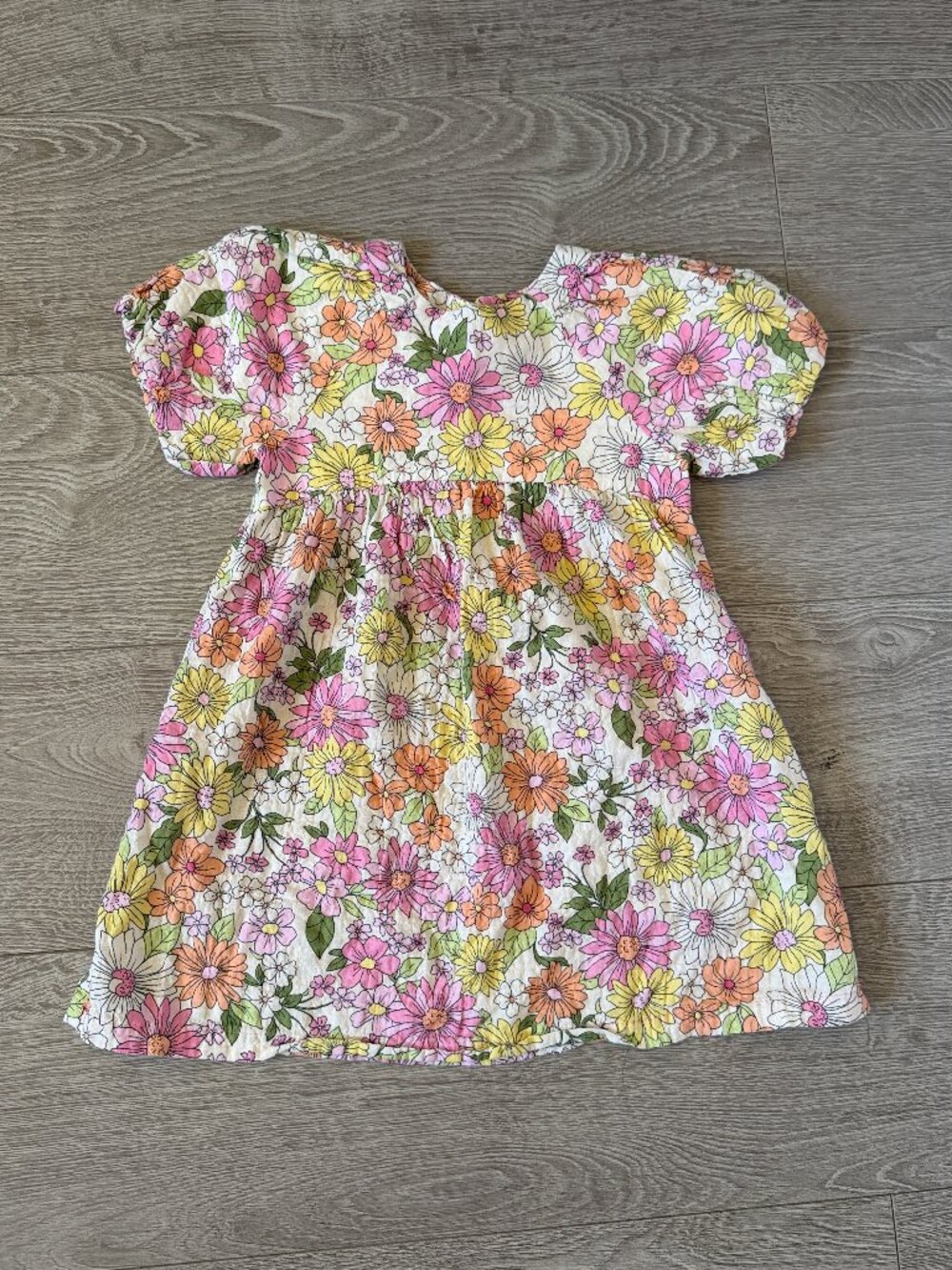Zara Girls Floral Puff Sleeve Dress Size 4-5 Years 110cm